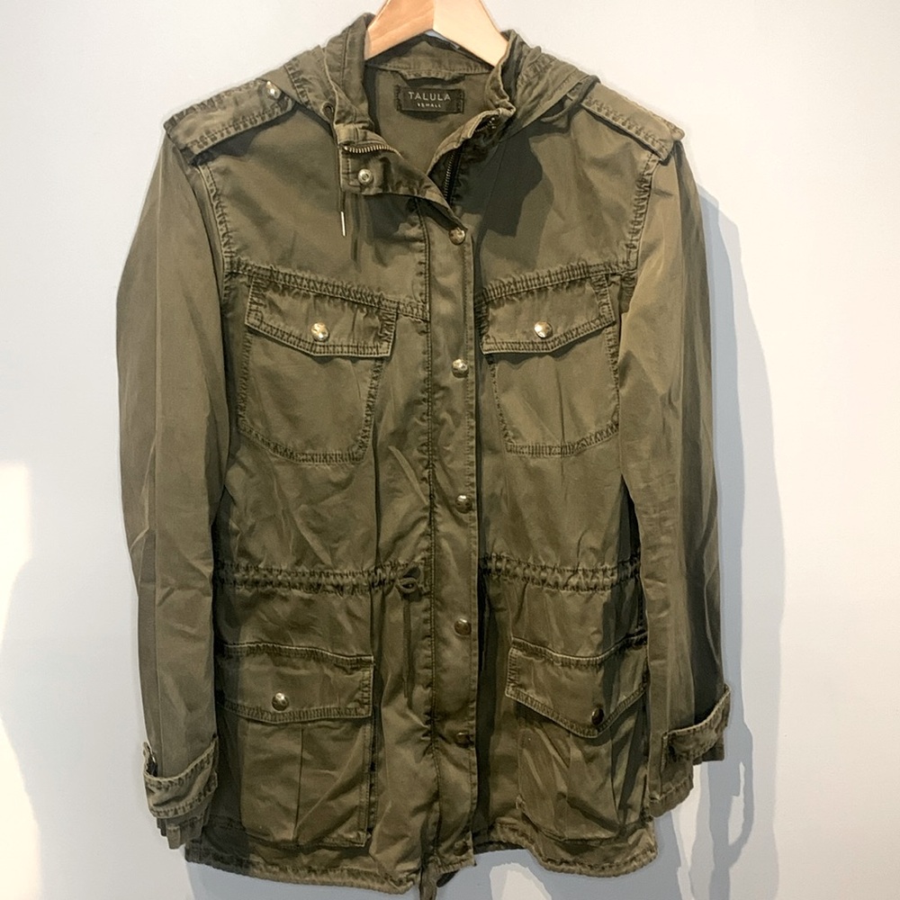 Aritzia Talula Trooper Jacket Army Green Utility Hooded Oversized Parka - Picture 3 of 8